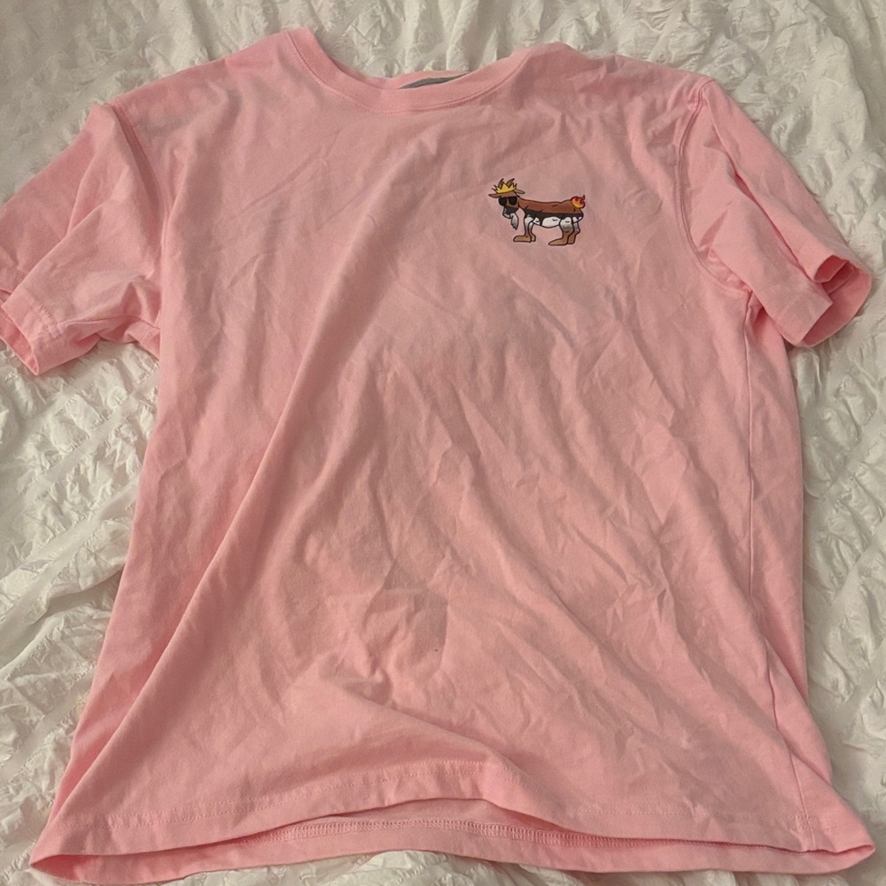 Pink Short Sleeve Women's Tee with Cartoon Print